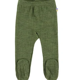 Joha Leggings m. Fødder - Uld - Rib - Mørk Oliven