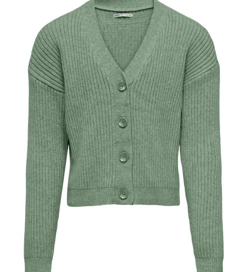 Kids Only Cardigan - Rib - Strik - KogMandy - Hedge Green/Melang