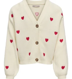 Kids Only Cardigan - Rib - Strik - KogDana - Birch/EMB Hearts -