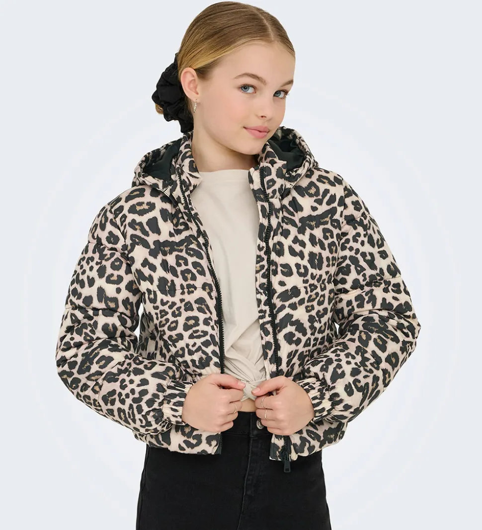 Kids Only Dynejakke - KogDalia - Kort - Silver Mink/Leo