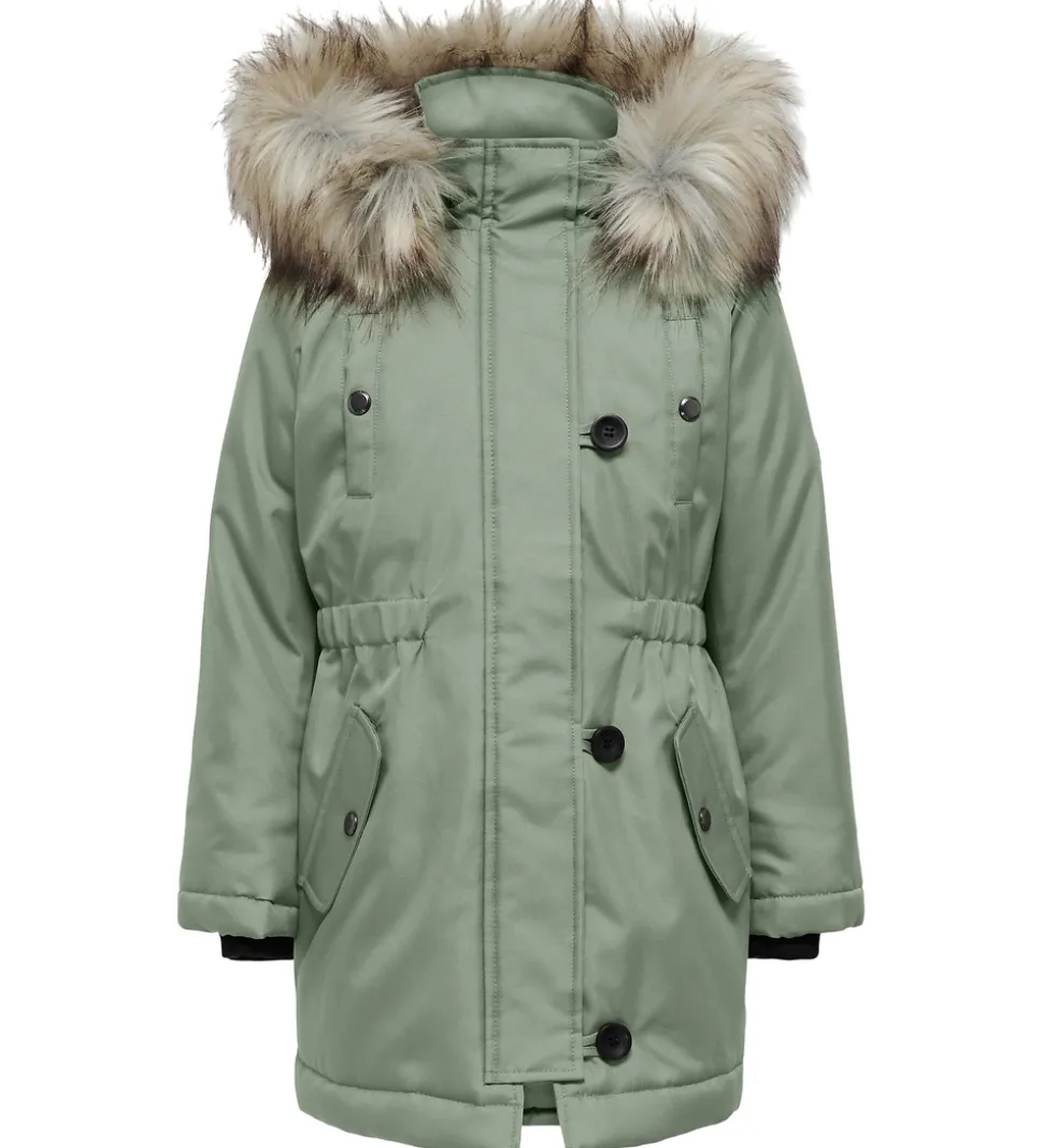 Kids Only Jakke - Noos - KogIris - Desert Sage/Fur Light Grey