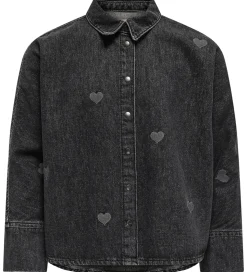Kids Only Skjorte - KogGrace - Washed Black/ Heart Embroide