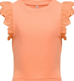 Kids Only Top - Rib - KogDrea - Salmon m. Broderi Anglaise