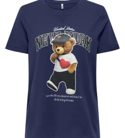 Kids Only T-shirt - KogLina - Bear O-Neck Top - Midnight Sail/Ne