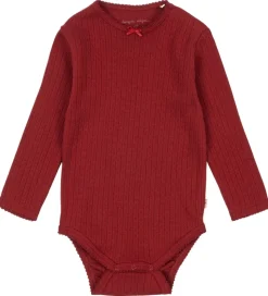 Konges Sløjd Body l/æ - Minnie - Red Dahlia m. Hulmønster