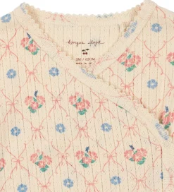 Konges Sløjd Body l/æ - Rib - Minnie - Fleur Decor m. Hulmønster