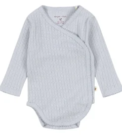 Konges Sløjd Body l/æ - Rib - Minnie - Gray Dawn m. Hulmønster