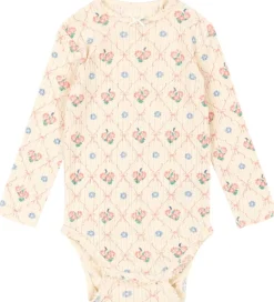 Konges Sløjd Body l/æ - Rib - Minnie - Fleur Decor m. Hulmønster