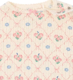 Konges Sløjd Body l/æ - Rib - Minnie - Fleur Decor m. Hulmønster