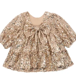 Konges Sløjd Kjole - Lila Sequins Bow - Gold Glitter