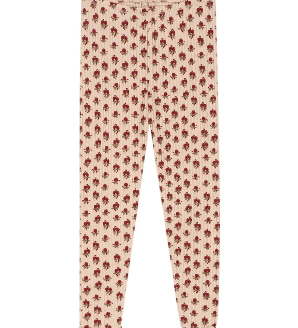 Konges Sløjd Leggings - Rib - Nia - Ruby Rose m. Hulmønster