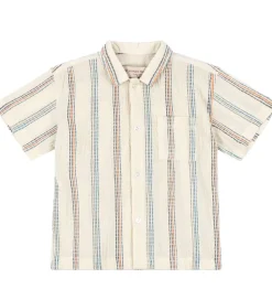 Konges Sløjd Skjorte K/Æ - Vincent - Antique White m. Striber