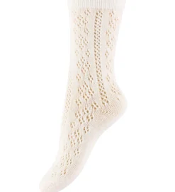 Konges Sløjd Strømper - Bomuld/Uld - Off White m. Hulmønster