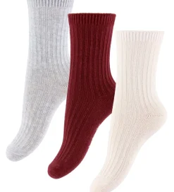 Konges Sløjd Strømper - 3-pak - Rød/Hvid/Gråmeleret