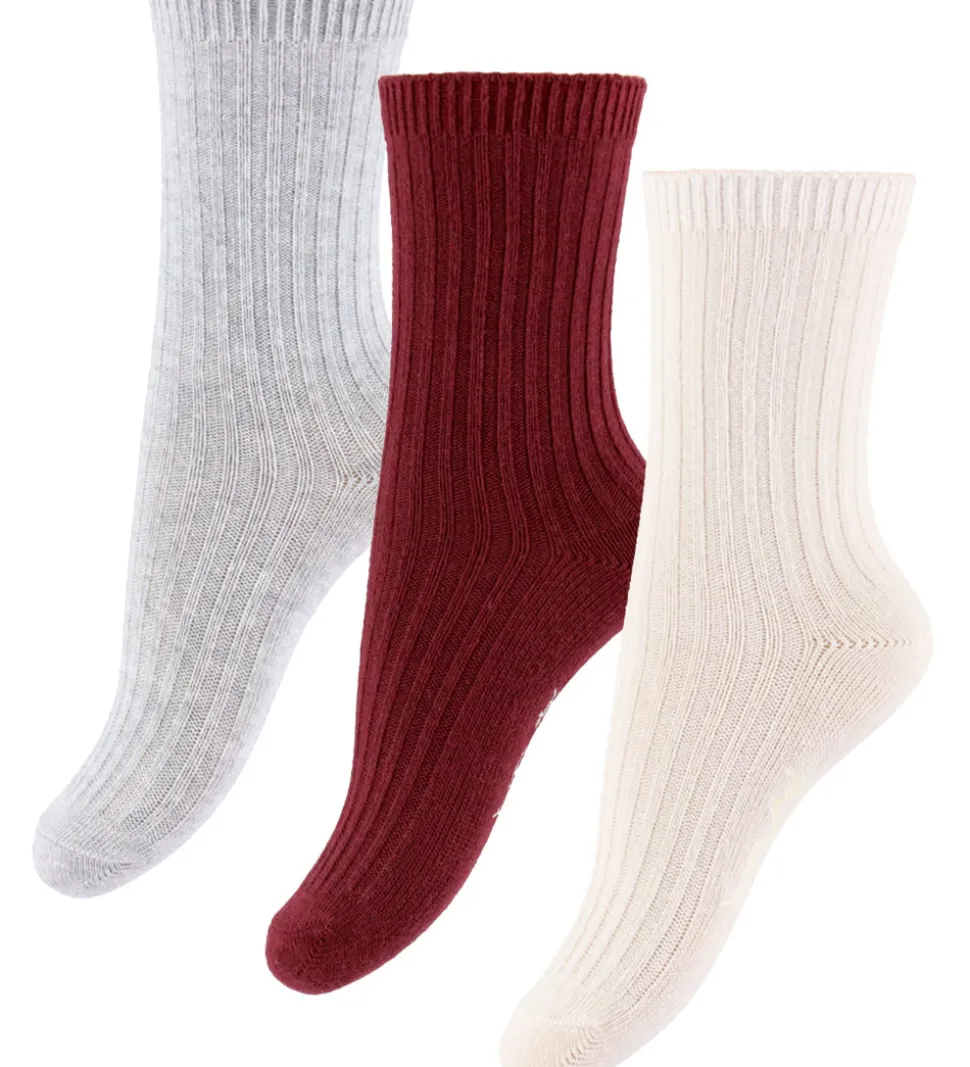 Konges Sløjd Strømper - 3-pak - Rød/Hvid/Gråmeleret