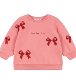 Konges Sløjd Sweatshirt - Lou Bow - Strawberry Ice m. Sløjfer
