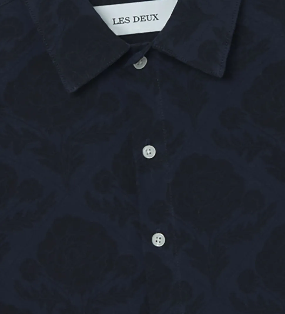 Les Deux Skjorte - Lesley Flower Tile - Navy/Dark Navy
