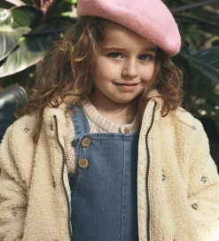 Lil' Atelier Fleecejakke - NmfNalo - Bleached Sand m. Blomster