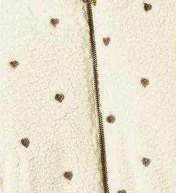 Lil' Atelier Fleecejakke - NmfNalo - Turtledove/Sort m. Hjerter