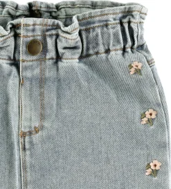 Lil Atelier Nederdel - NmfDarlee - Medium Blue Denim/Flower Emb