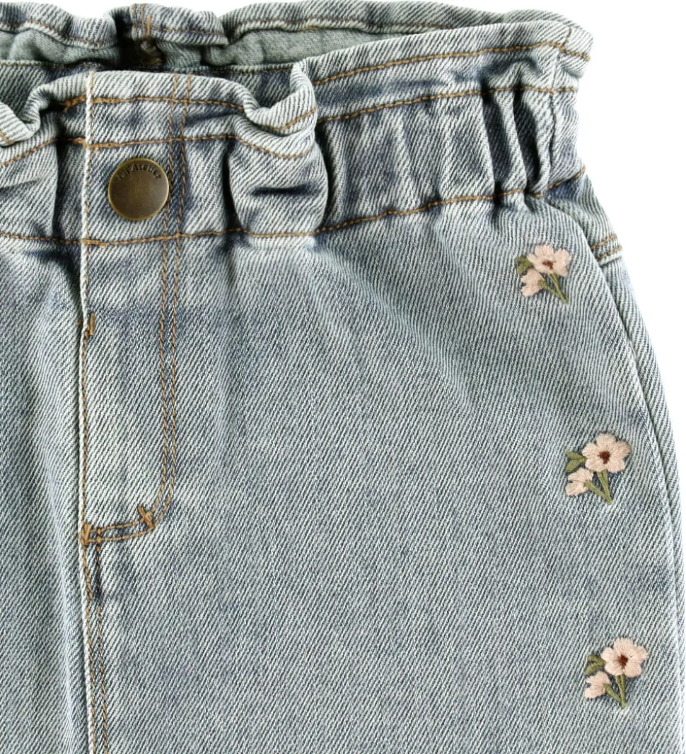 Lil Atelier Nederdel - NmfDarlee - Medium Blue Denim/Flower Emb