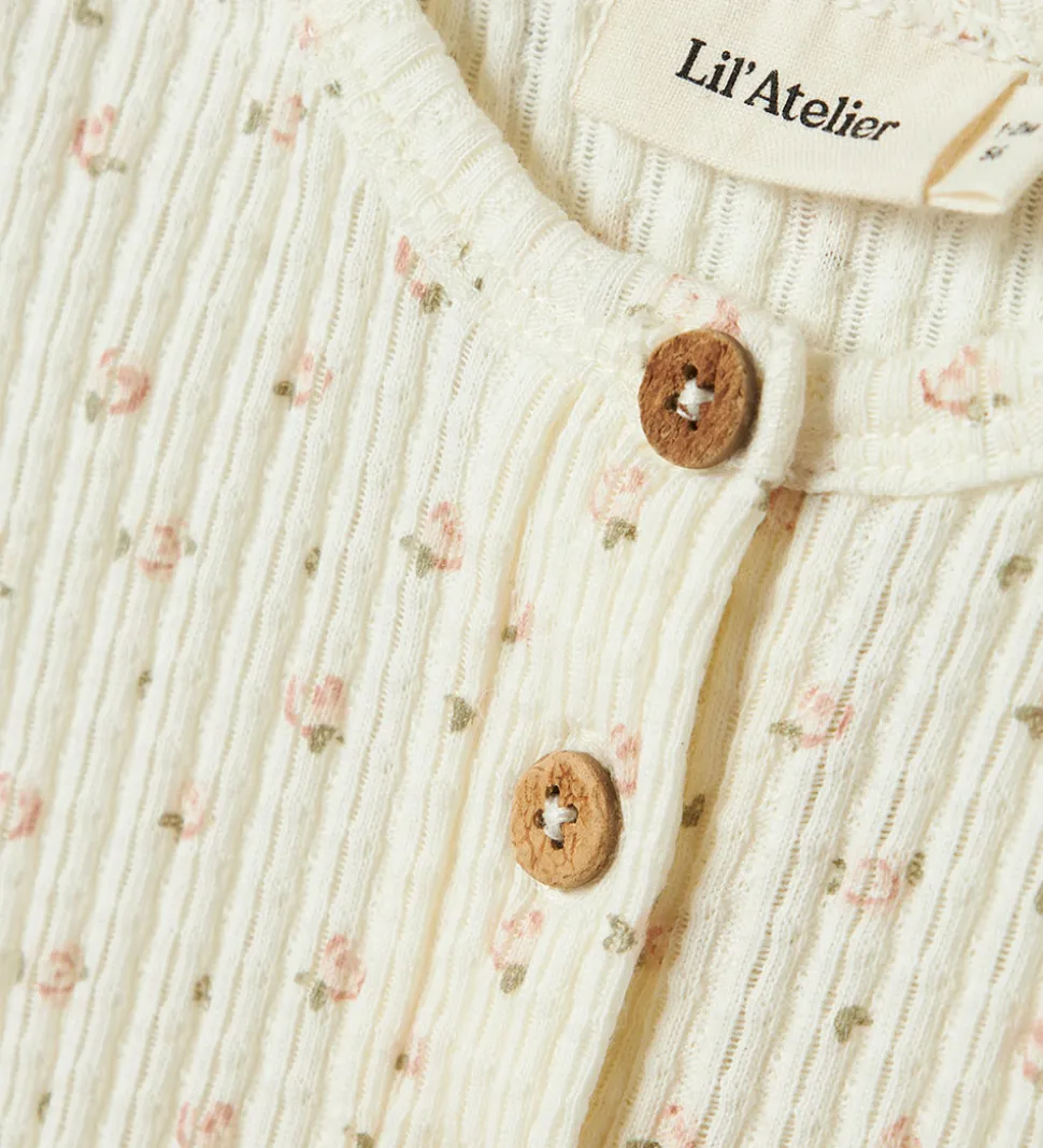 Lil' Atelier Sommerdragt - Rib - NbfHulla - Coconut Milk m. Blom