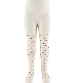 Lil Atelier Strømpebukser - NbfReba - Turtledove/Red Hearts