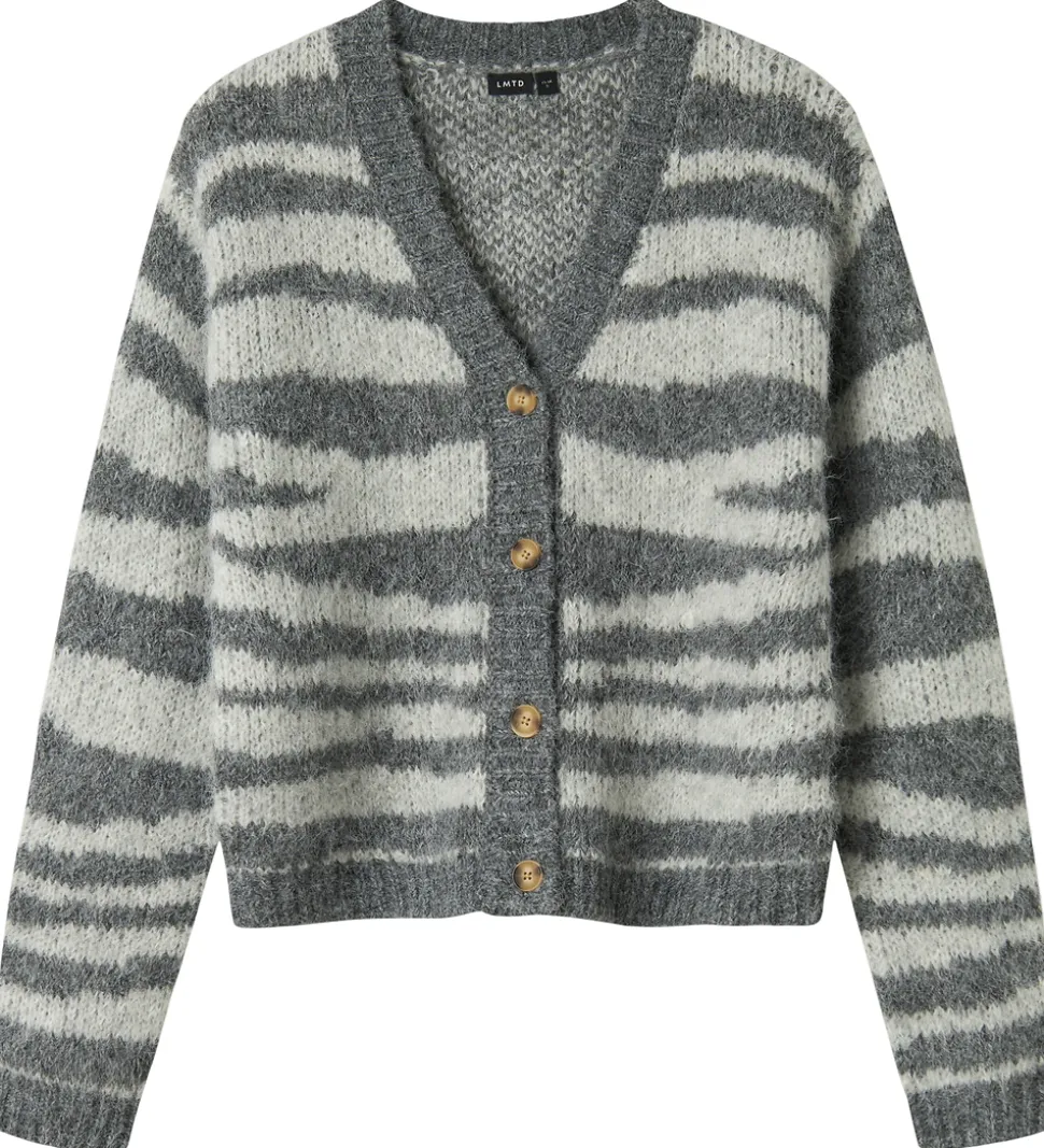 LMTD Cardigan - NlfNulos - Kort Strik - Dark Grey Melange