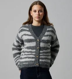 LMTD Cardigan - NlfNulos - Kort Strik - Dark Grey Melange