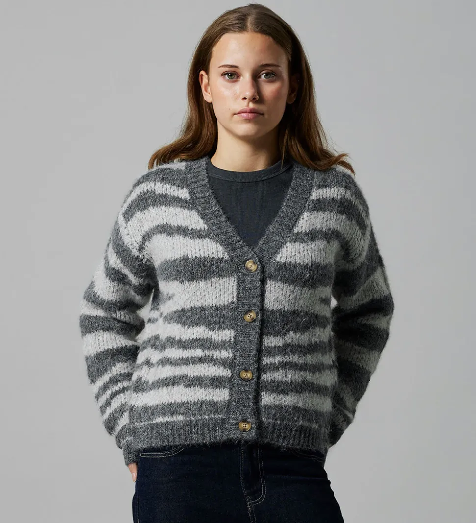 LMTD Cardigan - NlfNulos - Kort Strik - Dark Grey Melange