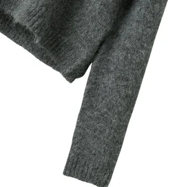 LMTD Hættetrøje - Strik - NlfNulo - Dark Grey Melange
