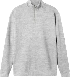 LMTD Sweatshirt - Noos - NlnNizu - Halv Lynlås - Light Grey Mela