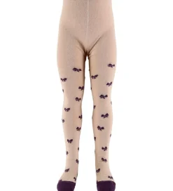 Melton Strømpebukser - Glimmer - Crystal Pink m. Sløjfer