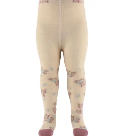 Melton Strømpebukser - Uld - cat Love - Ivory Cream