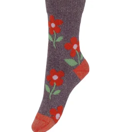 Melton Strømper - Glimmer - Hortensia m. Blomster