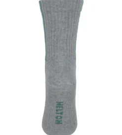 Melton Strømper - Lysegråmeleret m. Striber