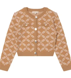 Michael Kors Cardigan - Cropped - Strik - Dark Stone/Hvid m. Møn