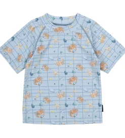 Mikk-Line Badebluse - UV50+ - Faded Denim m. Tern/Print