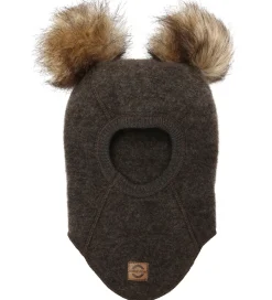 Mikk-Line Elefanthue - Uld - 1-lags - Dark Brown Melange m. Kvas