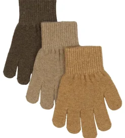 Mikk-Line Handsker - Uld/Polyamid - 3-pak - Chocolate Chip-Melan