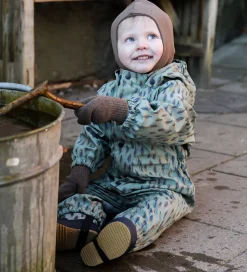 Mikk-Line Regndragt m. Fleece - PU - Iceberg Green m. Print