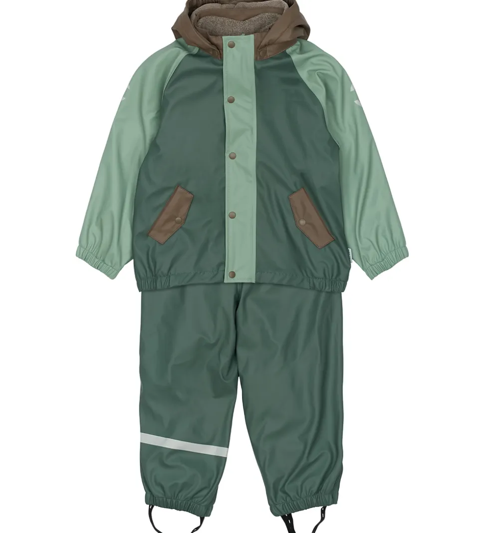 Mikk-Line Regntøj m. Fleece/Seler - PU - 3i1 - Balsam Green