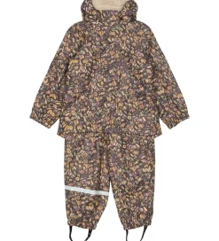 Mikk-Line Regntøj m. For - PU - Raisin m. Blomster
