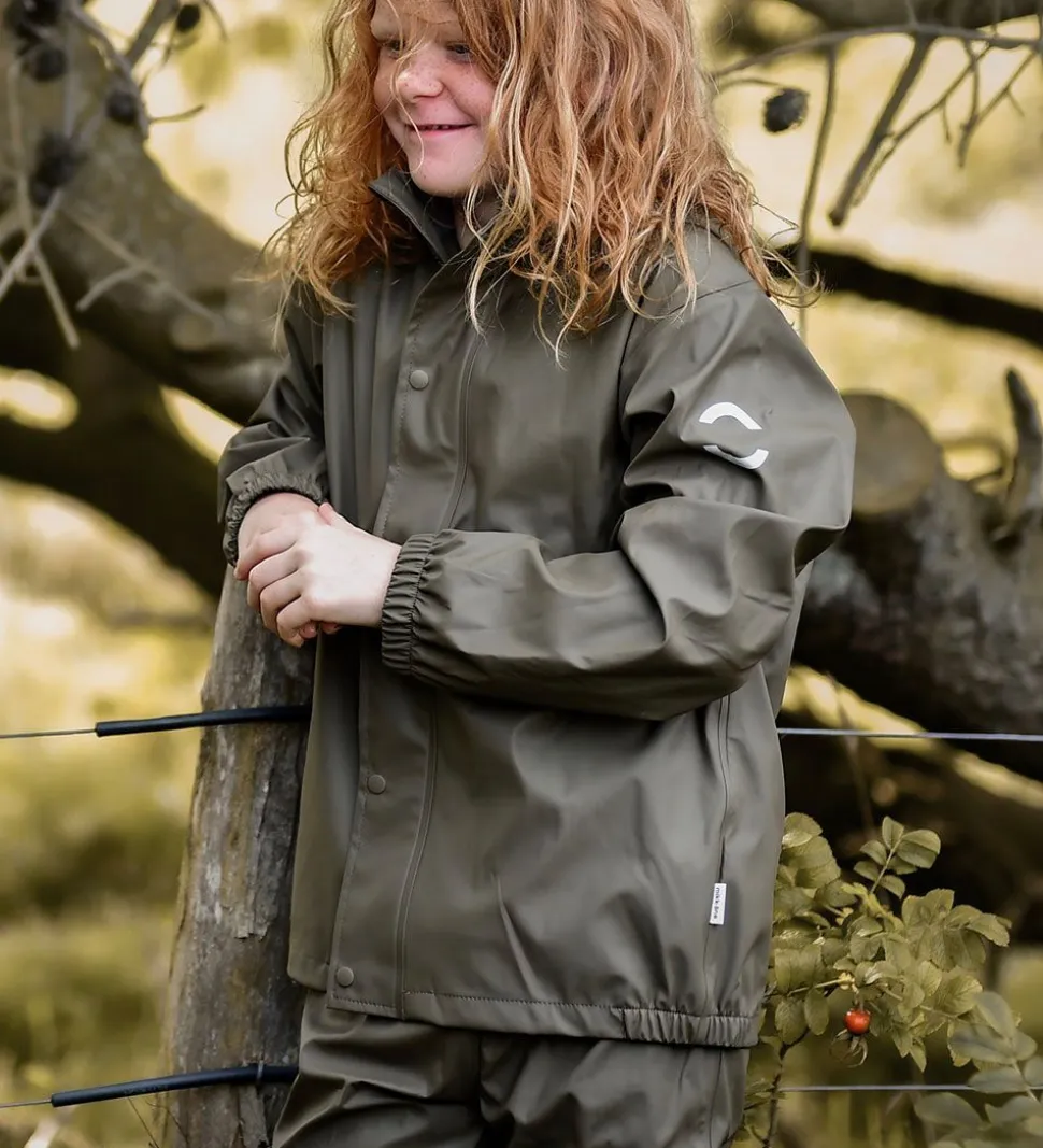 Mikk-Line Regntøj m. Seler - PU - Recycled - Dusty Olive