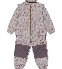 Mikk-Line Termotøj - Cloud Gray m. Blomster/Flæser