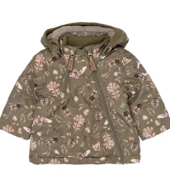 Mikk-Line Vinterjakke - Recycled - Burnt Olive m. Print