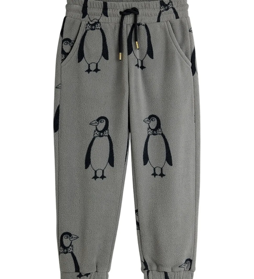 Mini Rodini Fleecebukser - Penguin - Grå