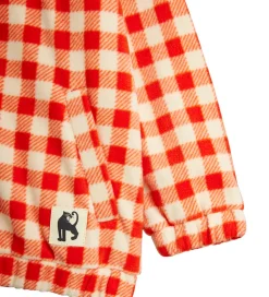 Mini Rodini Fleecejakke - Gingham - Rød/Hvidternet