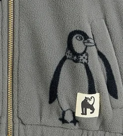 Mini Rodini Fleecejakke - Penguin - Grå