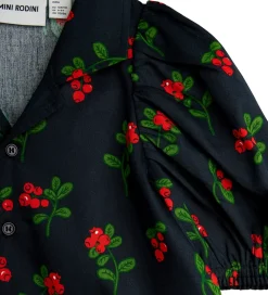 Mini Rodini Skjortebluse - Sort m. Tyttebær